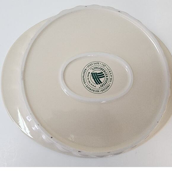 Longaberger Woven Traditions Quiche Dish Vintage 1999 Ivory Pottery NWT and Box - Picture 3 of 12